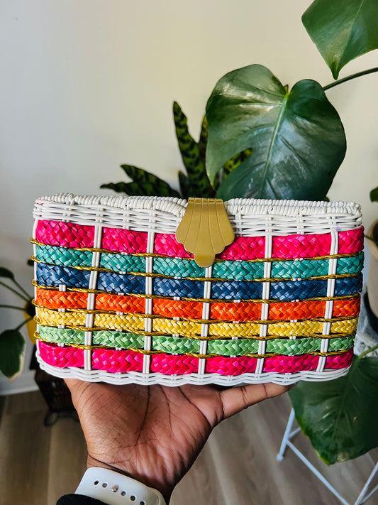 Vintage multi colored clutch bag