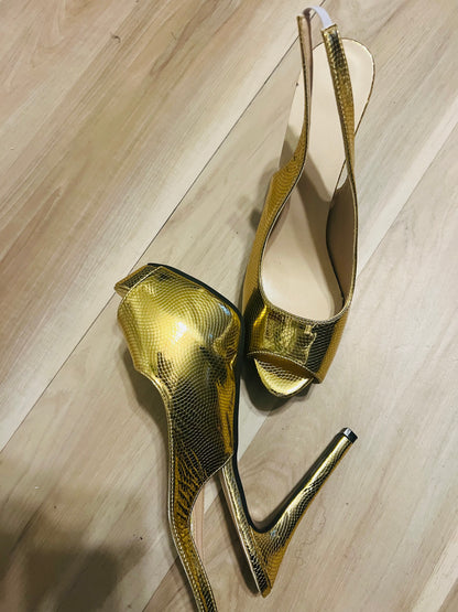 Gold slingback heels