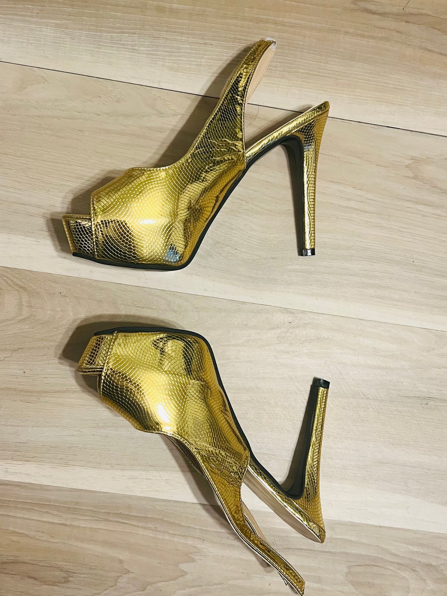 Gold slingback heels