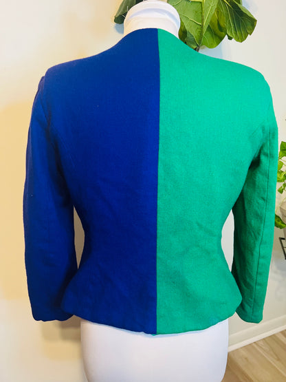 Vintage wool, Kelly Green Royal blue blazer