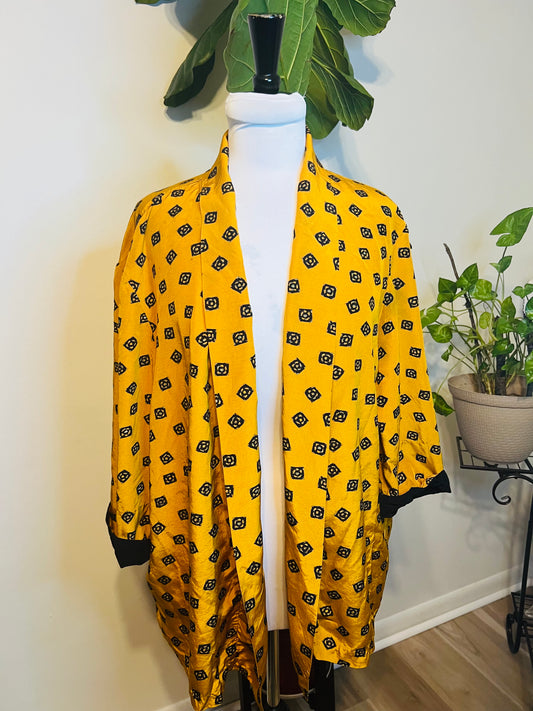 Vintage yellow and black buttonless blazer