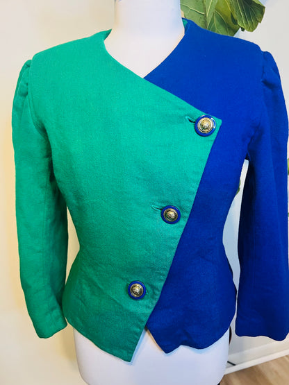 Vintage wool, Kelly Green Royal blue blazer