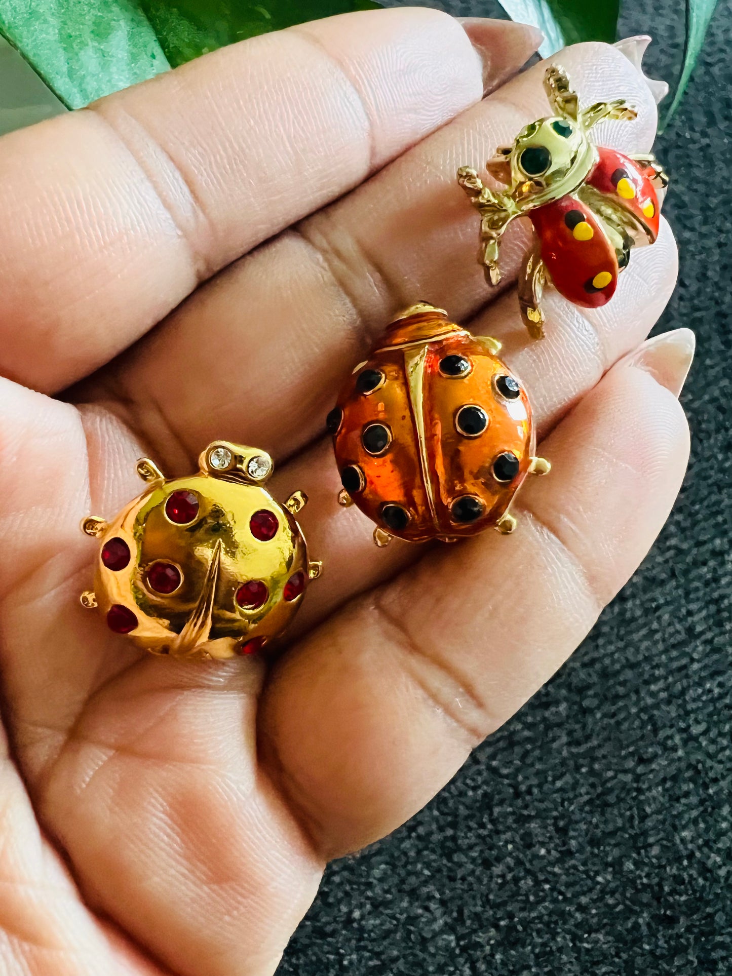 Vintage ladybug brooches