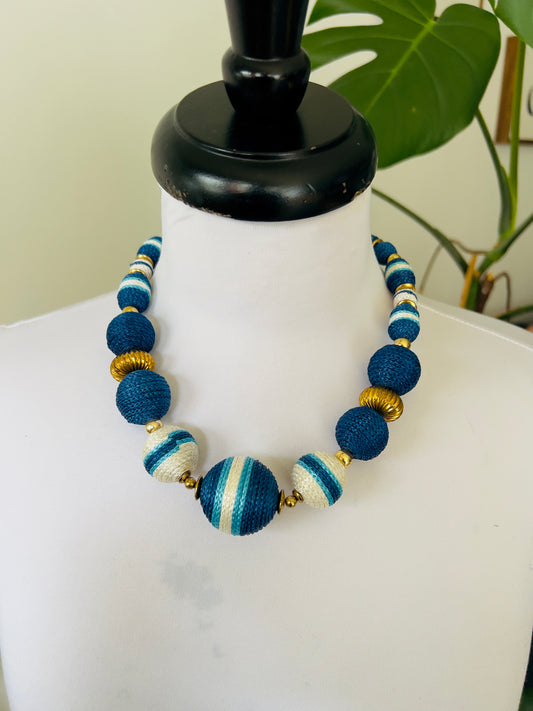 Blue and Gold ball necklace